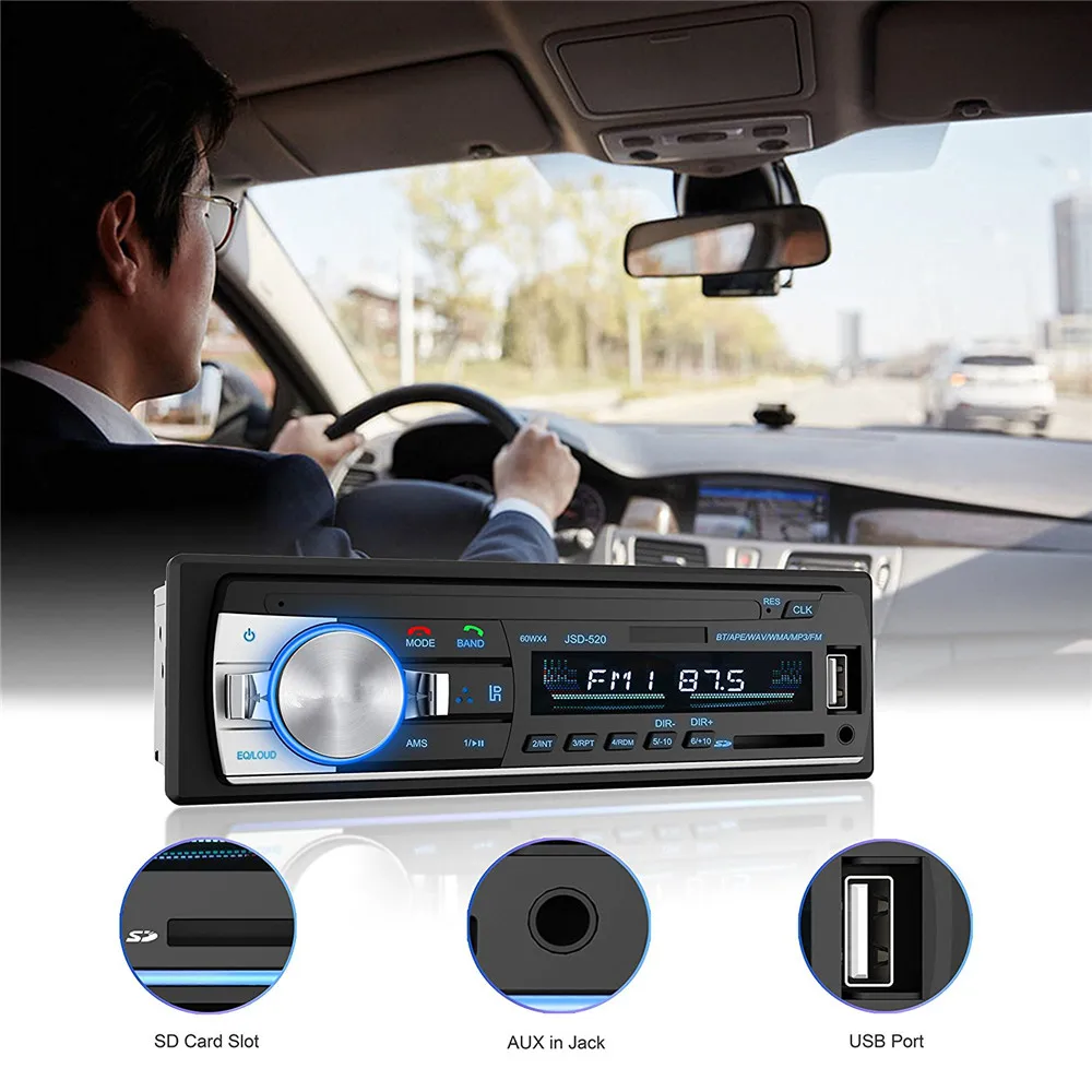 

1pc Multimedia Player for Car Radio 1 Din Receiver with Bluetooth Usb Fm Tuner Auto Radio Pioneer Mp3 Player 60wx40 Out Power