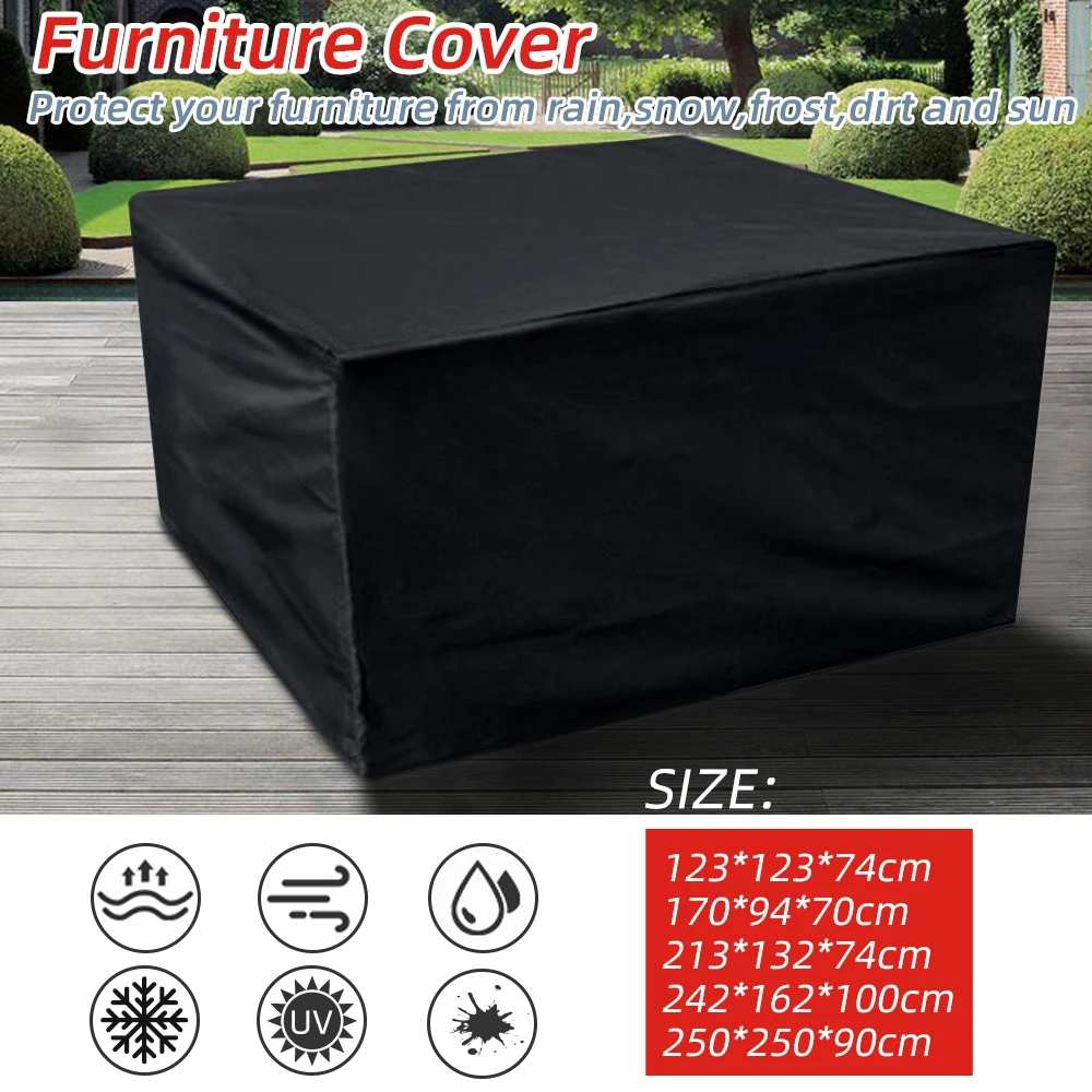 

5 Sizes Waterproof Dust-proof Table Cloth Outdoor Garden Furniture Covers Rain Snow Chair Covers For Sofa Table Chair Cover