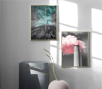 

Nordic Creative Volcano Chimney Color Smoke Paintings Wall Art Print Picture Canvas Painting Poster for Living Room No Framed