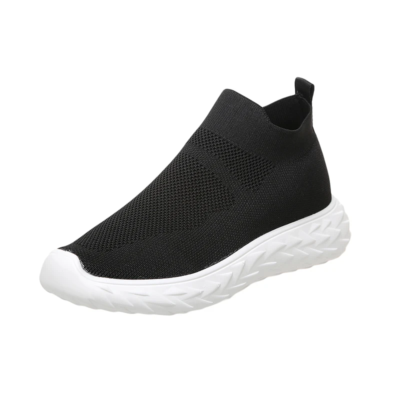 Comfortable Rubber Flat Shoes Women Casual Shoes Flats Women Sneakers Breathable Mesh Ladies Shoes Spring and Autumn Women Shoes - Цвет: Черный