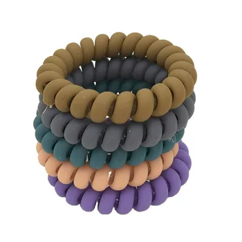 Wholesale 5Pcs Telephone Wire Shape Hair Bands Hair Accessories Telephone Line Elastic Gum Spring Scrunchy Hair Rope Size 5.5CM cute hamburger land line telephone