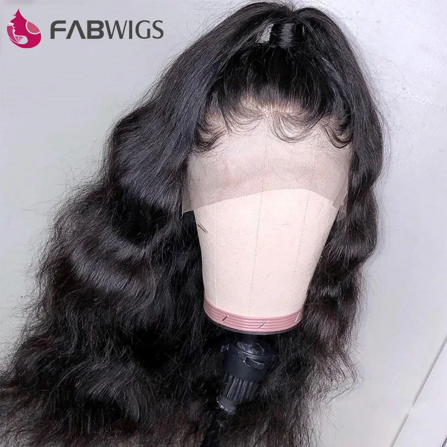 Fabwigs предварительно выщипанные полностью кружевные человеческие волосы парики с детскими волосами малазийские объемные волнистые бесклеевые кружевные парики для черных женщин remy волосы