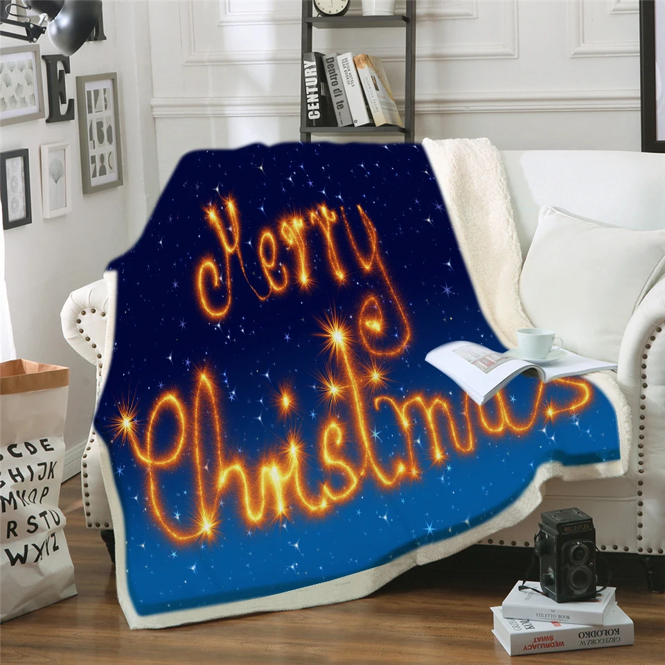 

Custom DIY Print Large Warm Thick Christmas Throw Blanket Coverlet Reversible Fuzzy Plaid on the sof/Bed Couch Cover Bedspread