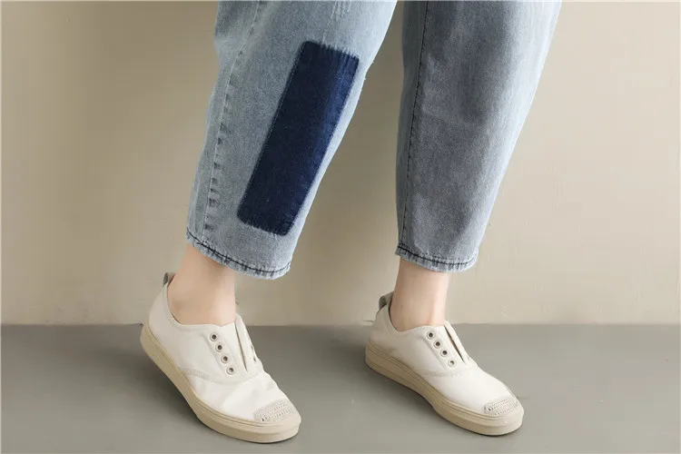 Корея Свободные Повседневное деним High Street 2019 для женщин лето плюс размеры тонкий срез эластичный пояс широкие брюки повседнев