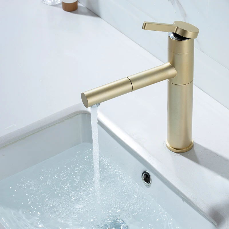 

New Golden Draw and Draw Converter Cold and Hot Faucet Washbasin Platform Top Pot Champagne Gold