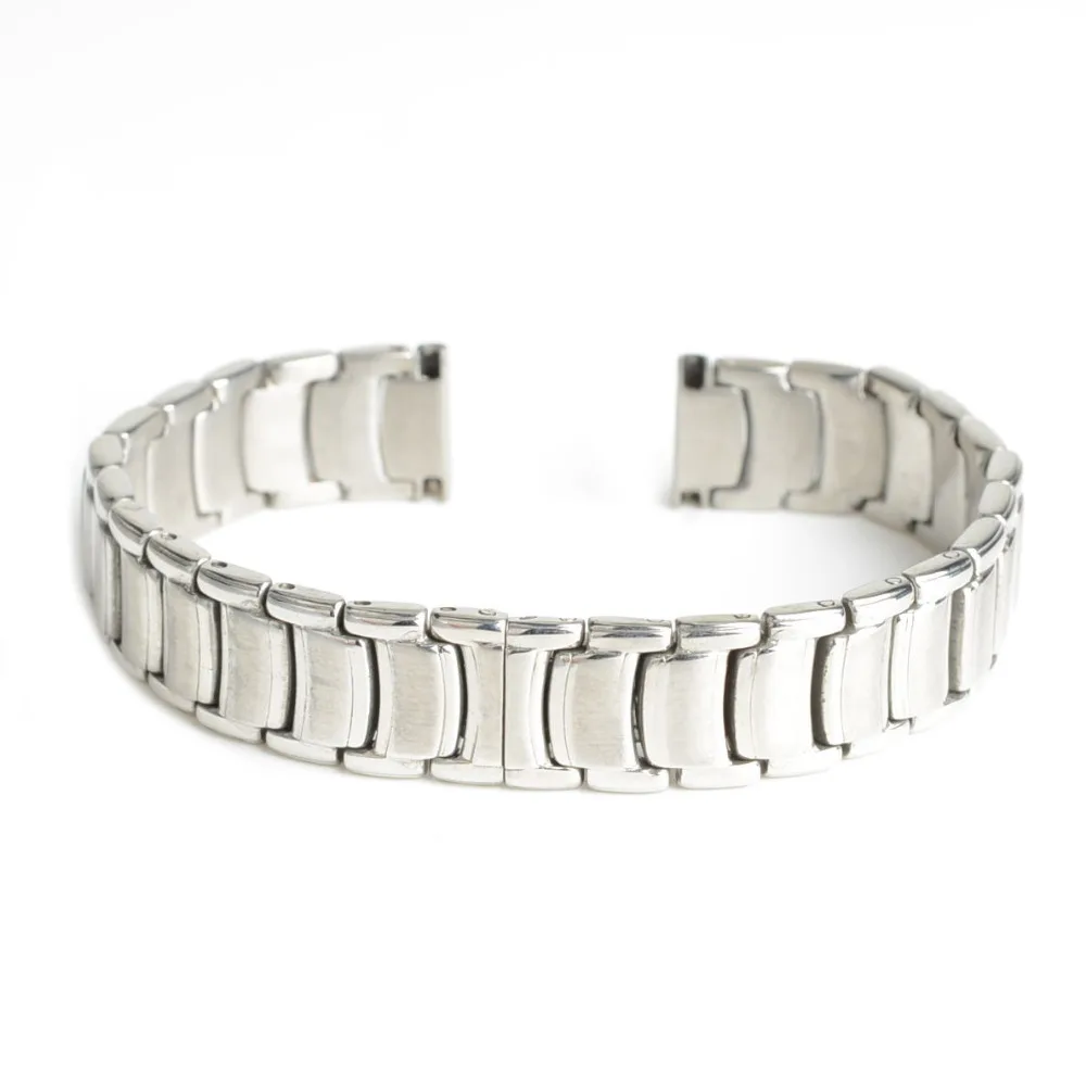 12mm Durable Silver Steel Watch Band Strap Double Lock End Buckle Hot