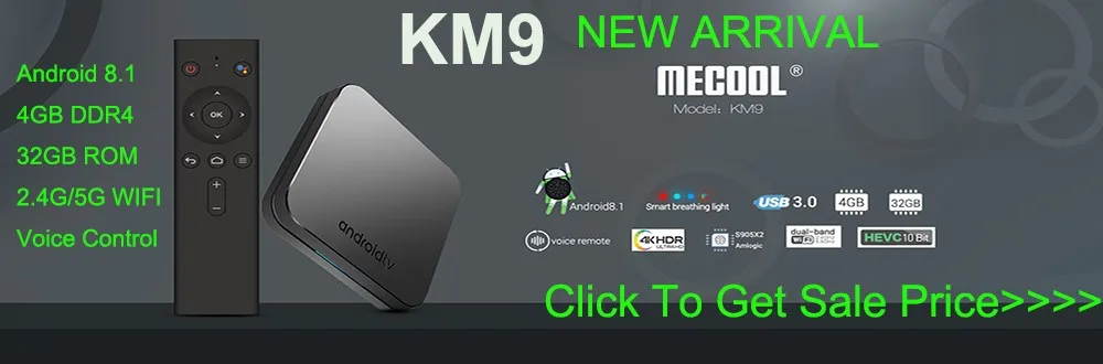 MECOOL KM9 Android 8,1 ТВ коробка 4G DDR4 32G ROM голос Управление Android USB 3,0 ТВ коробке 2. 4G/5 г Wi-Fi 4 К Smart ТВ Box Media Player тв приставка тв бокс телевизор smart tv box смарт тв приставка