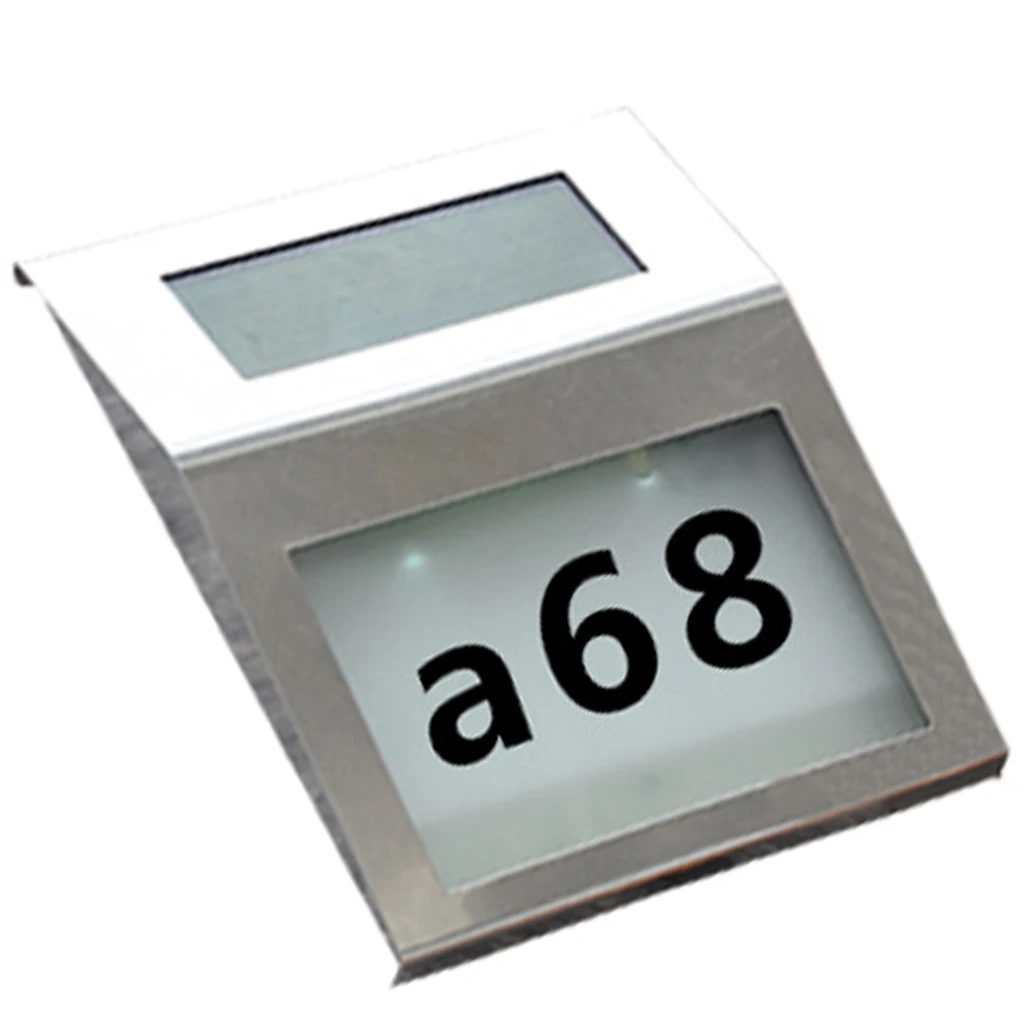 

2 LED Solar Address Sign House Number Stainless Steel Illumination Street Solar Powered Wall Lamp Alphanumeric Number Light