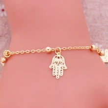 Модные романтичные золотого цвета цепочка Кулон Пальма Браслет Свадебные ювелирные изделия очаровательные браслеты для женщин