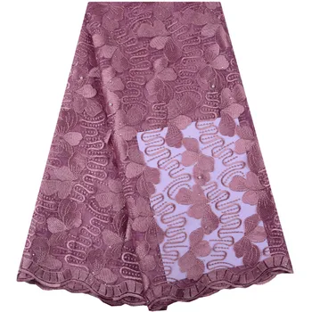 

Peach French Lace Fabric With Beads And Stones Mesh Tulle High Quality Nigerian Lace Fabrics For Wedding 5Yards S1401