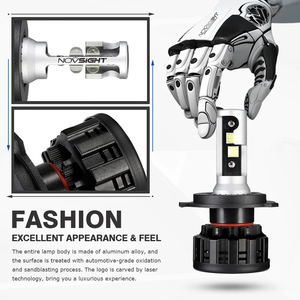 NOVSIGHT 6500K H4 LED H7 H11 H8 HB4 H1 H3 HB3 9005 9006 9007 H13 Auto Car Headlight Bulbs 60W 18000LM Car Styling led automotivo