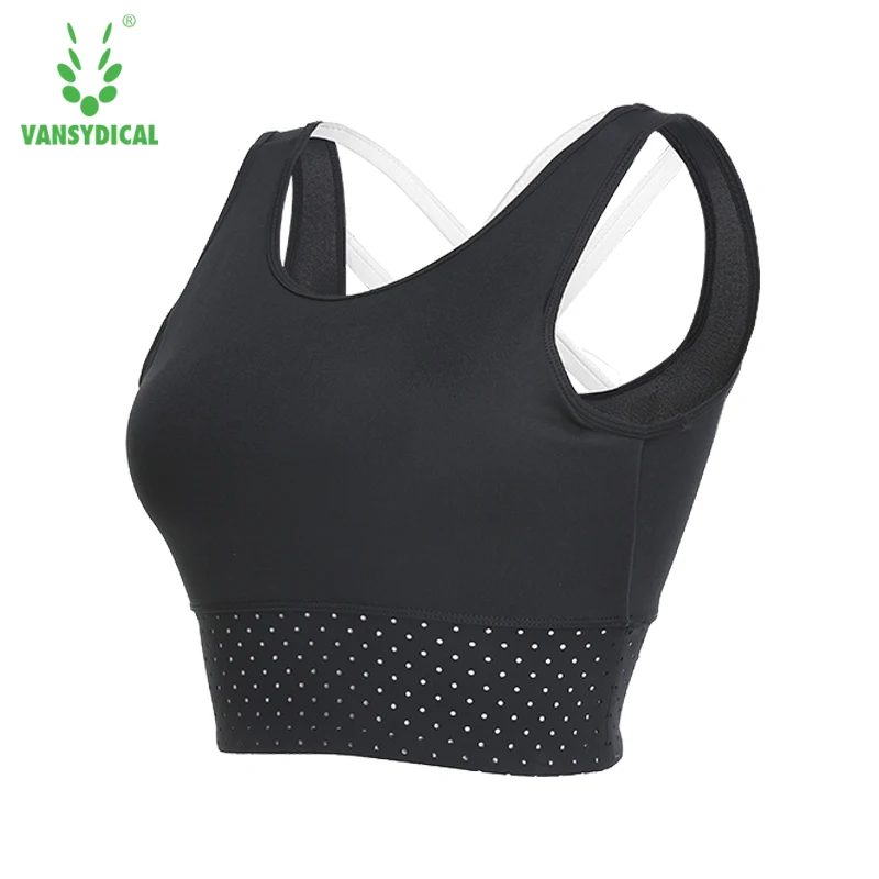 

VANSYDICAL Women Sports Bra Shockproof Yoga Running Wireless Push Up Sportswear Training Fitness Exercise Gym Bra Clothes