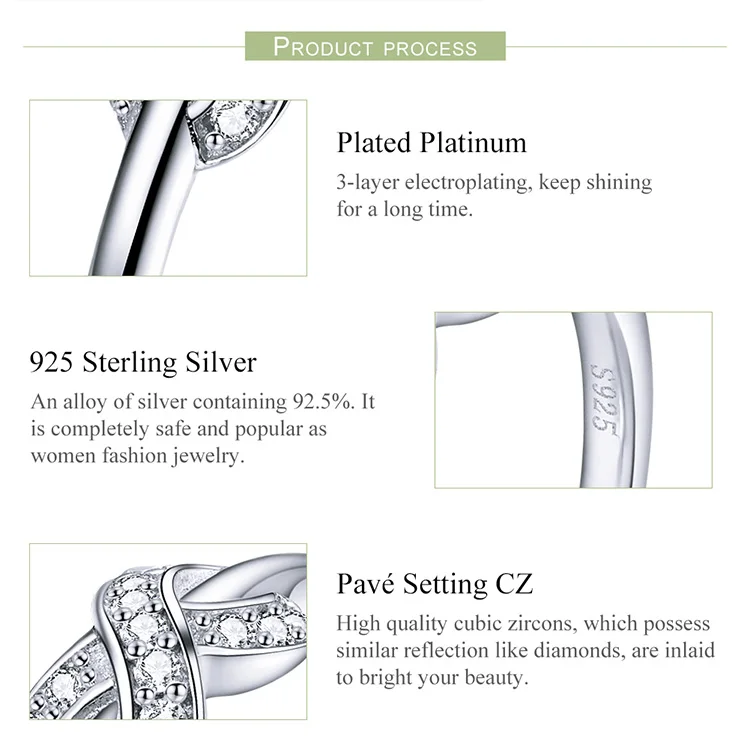 BAMOER горячая Распродажа 925 пробы серебряные трендовые бесконечные Элегантные кольца для женщин Свадебные обручальные ювелирные изделия подарок SCR094