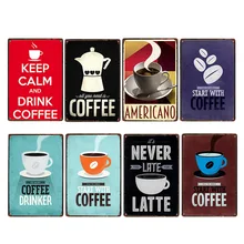 Café decoración de pared Vintage placa de Metal retro cartel decorativo café placas estaño Cafe decoración 20x30 cm