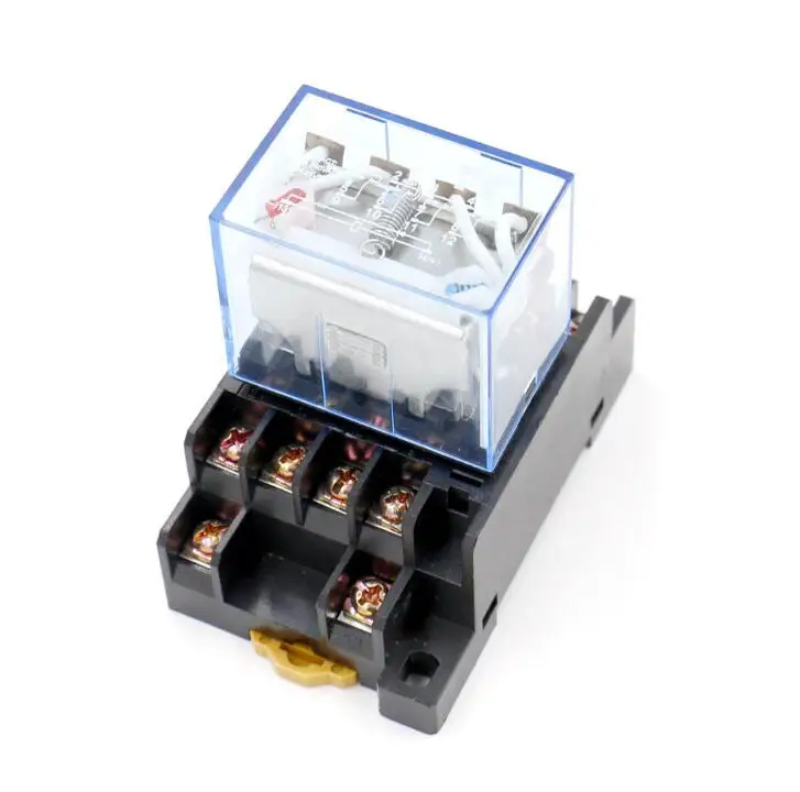 LY4NJ dc12V 24V AC 110V 220V 14PIN 10A Серебристая контактная катушка реле мощности 4PDT с
