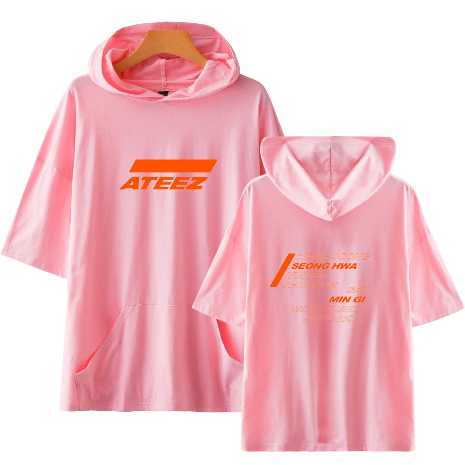 Мужские и женские футболки FADUN TOMMY 2019 ATEEZ с капюшоном однотонные летняя модная