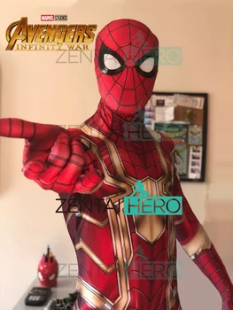 

3D Printed Red&Gold Iron MCU Spider-Man Costume Avengers Infinity War Version Lycra Spiderman Cosplay Superhero Zentai Bodysuit