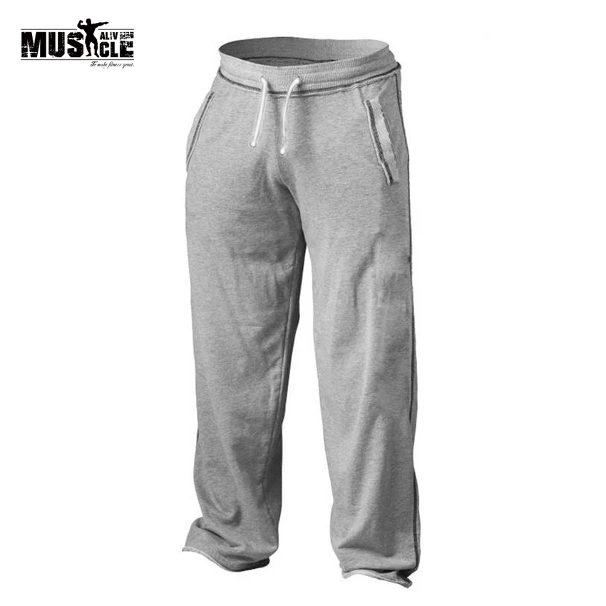 MUSCLE ALIVE Brand Clothing Men's Bodybuilding Baggy Pants Casual