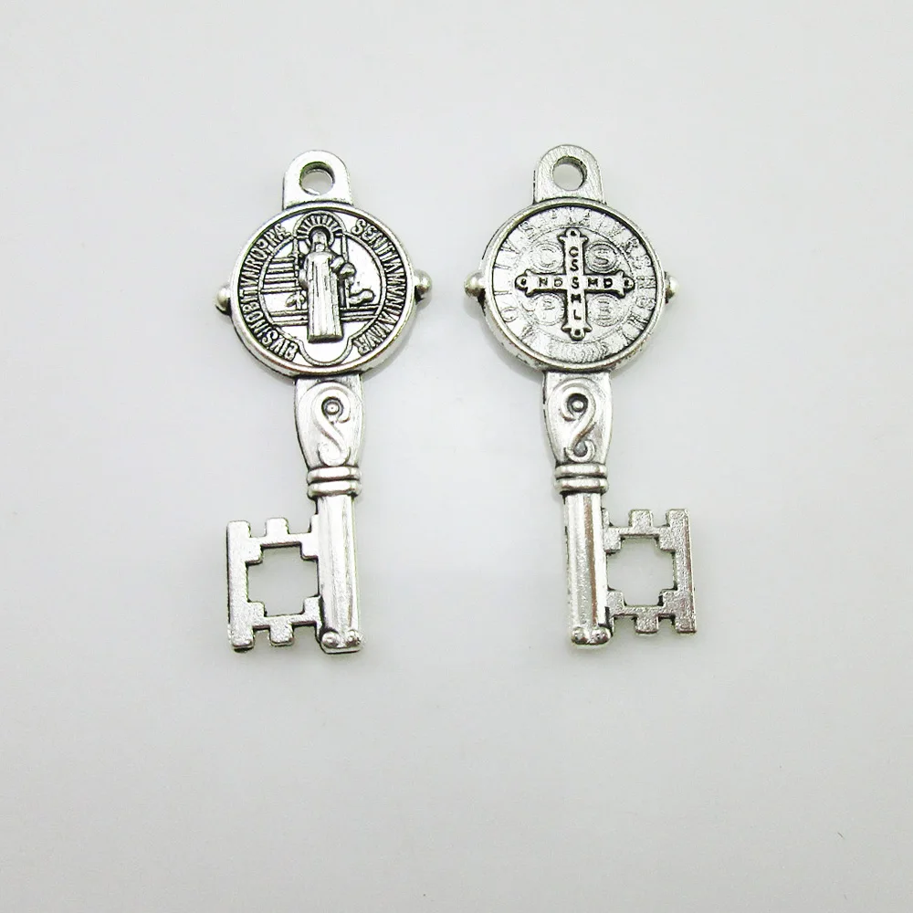 100pcs of Catholic Religious Double sided Key Charm Pendantin Charms