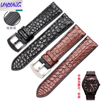 

UYONG crocodile leather + waterproof silicone bottom leather watch with accessories 18 20 22 24mm male and female needle buckle