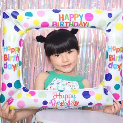 

3pcs Happy Birthday Photo Frame Foil Balloon party favor kids Birthday Family Party Photo props booth Event Decoration boy girl