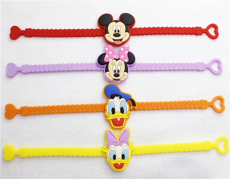 20pcs/lot Cartoon Mickey Minnie Duck Silicone Wristband Kids Bracelet Party Costume Birthday Party Take-home Favor Gift Goodie - Color: j