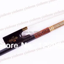 Один Скрипки лук плед углеродного Волокно круглую палку Ebony F рог цветок инкрустированные 4/4#16
