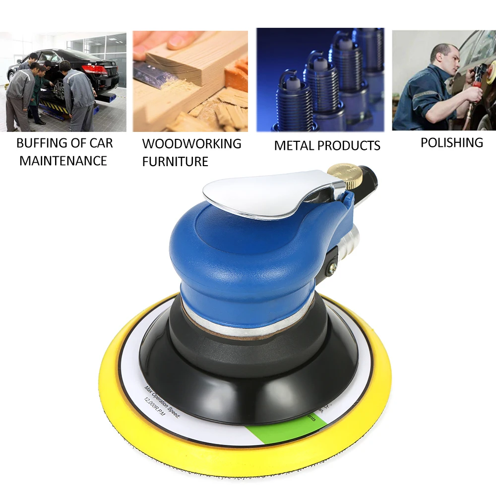 6 Inches 10000RPM Dual Action Pneumatic Air Sander Car Paint Care Tool Polishing Machine Electric Woodworking Grinder Polisher