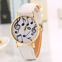 Лидер продаж Ретро музыкальный символ кожа женские наручные часы Повседневные платья кварцевые наручные часы Relogio Feminino