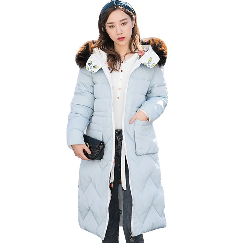 

Double Two Sides Winter Jacket Women 2019 Hooded With Fur Warm Female Coat Cotton Padded Ladies Parka