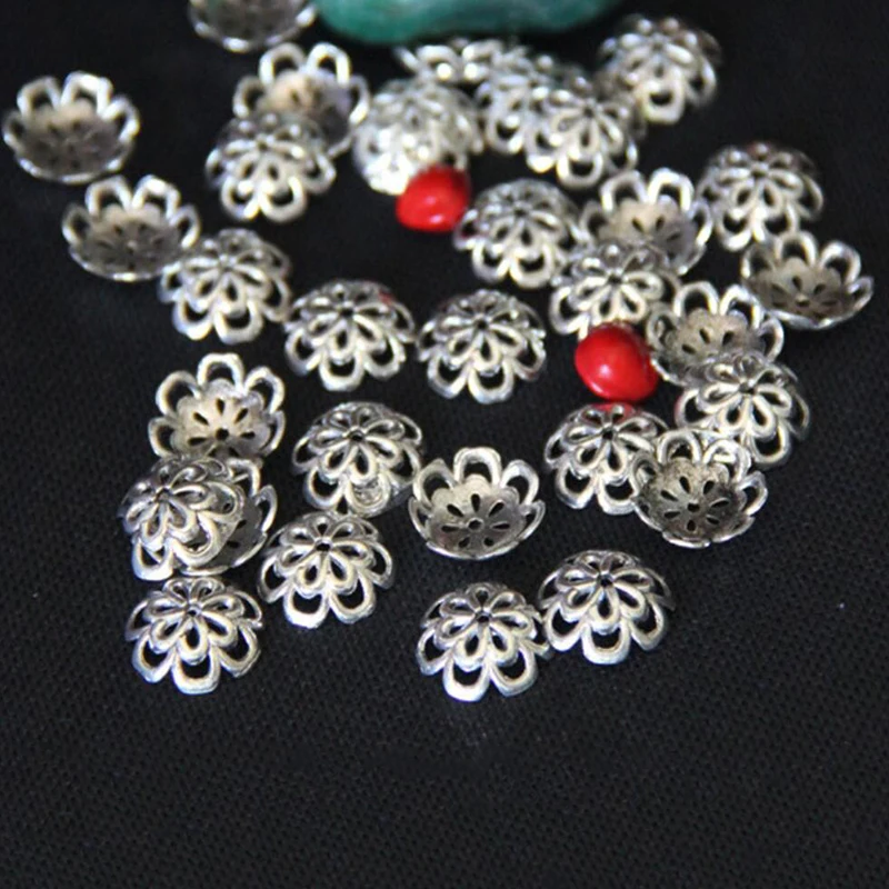 

20pcs/lot Beads Cap Ancient silver Plated Flower Shape Beads Loose Spacer Beads End Caps For Women Jewelry DIY Making Findings