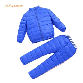 

2019 Top New Casual Roupas Infantis Menino Children Set Clothing Sets Winter Down Jackets+trousers Waterproof Thick Warm Kids