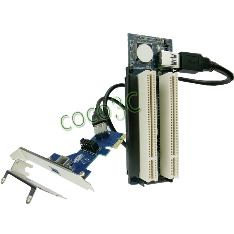 Free shipping pci express to 2 pci converter card PCIe x1