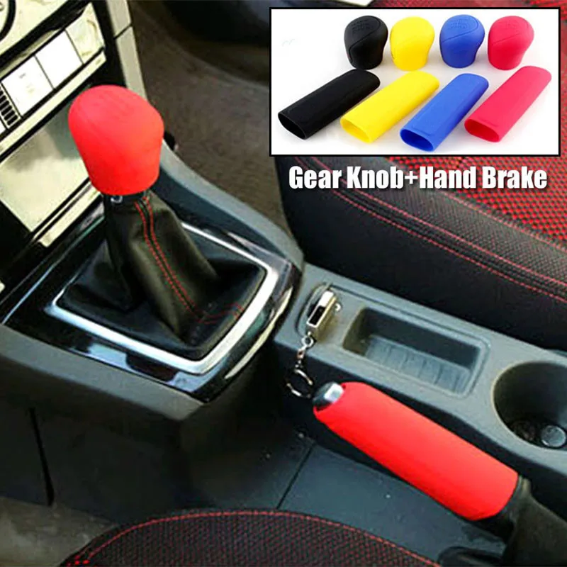 Silicone Gear Shift Knob Cover Car Handbrake Cover 2Pcs/Set for Universal Car