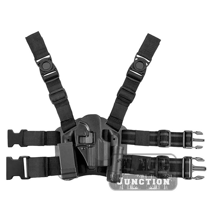 

Tactical CQC Serpa Right Hand Drop Leg Thigh Quick Draw Pistol Holster w/ Magazine & Flashlight Pouch for H&K USP Compact