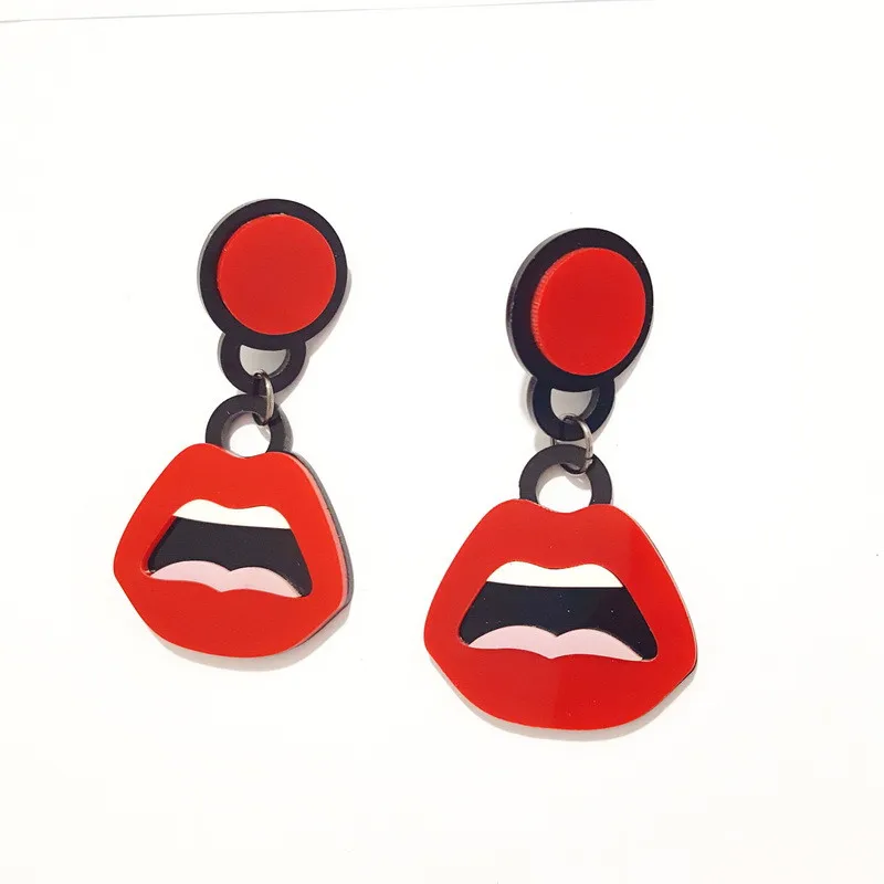 Opening Mouth Earring Red Lips Earring Fashion Acrylic Human Body Parts Earringsin Drop
