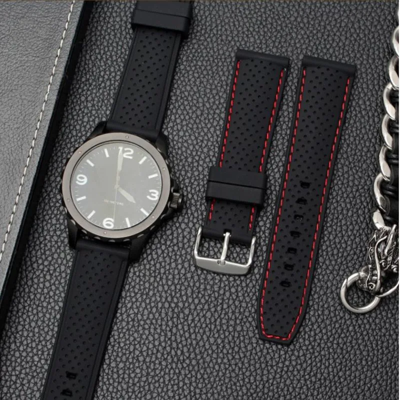 22mm Soft Silicone Watch Strap Belt Waterproof Breathable Wristband for Summer Outdoor Sports Sweatproof Watch Bands Accessories