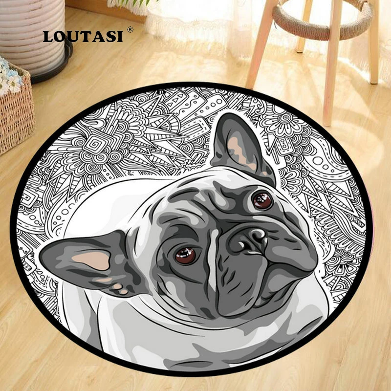 LOUTASI Cute Dog Big Round Carpets For Living Room Bedroom Rugs Non -Slip Chair Floor Mat Kidsroom for Kids Play Mats Home Decor LOUTASI Cute Dog Big Round Carpets For Living Room Bedroom Rugs Non -Slip Chair Floor Mat Kidsroom for Kids Play Mats Home Decor