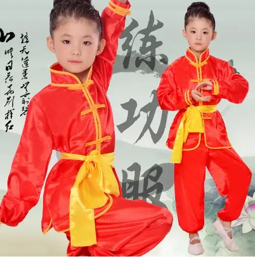 (0102) Hot Sale Children's Martial arts performance costumes girls and boys Kung Fu Long Sleeve taiji folk dance clothing