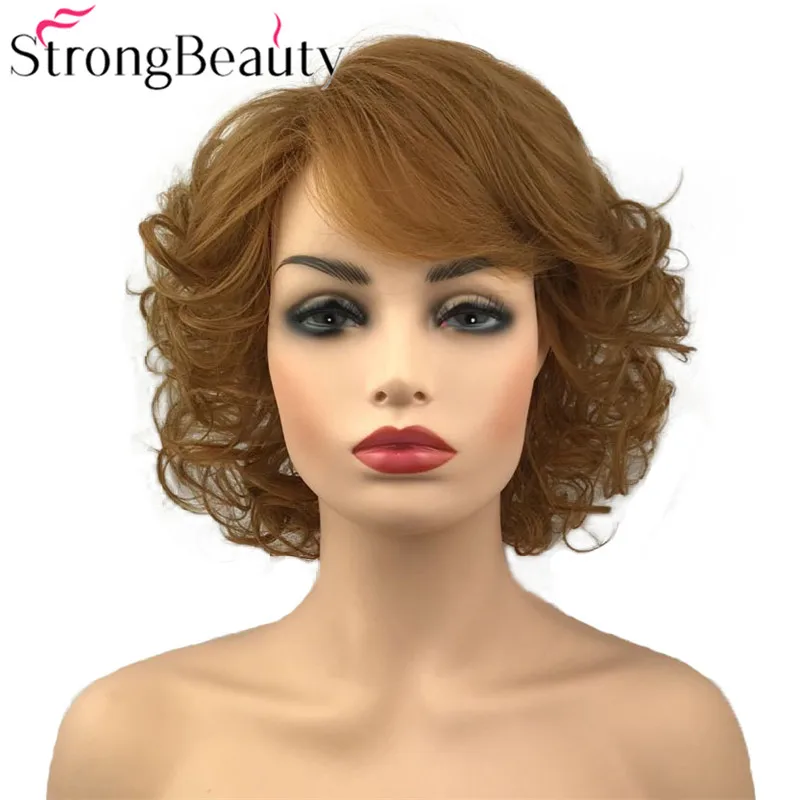 

StrongBeauty Short Curly Synthetic Wigs Heat Resistant Hair Women Wig