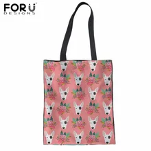 FORUDESIGNS/холст сумка питбультерьер печати белье сумка-шоппер для девочек-подростков ежедневно сумка Для женщин хлопок пляжная сумка