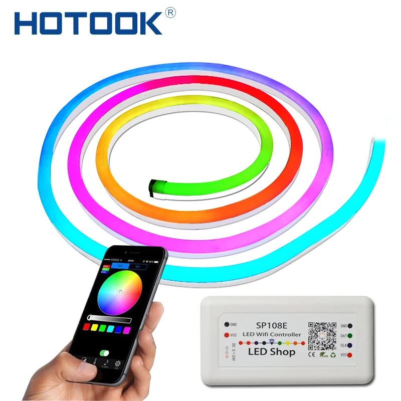 Hotake цифровой полноцветный светодиодный NeonIC1904 индивидуально адресуемый пиксель IP67 водонепроницаемая светодиодная лента цвет мечты неоновый для наружного применения