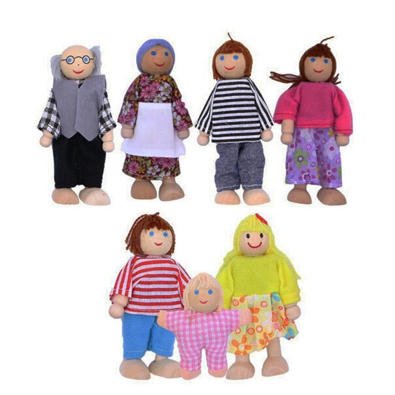 أثاث خشبي بيت الدمية الأسرة مصغرة الاطفال الأطفال التدريب 7 قطعة مجموعة