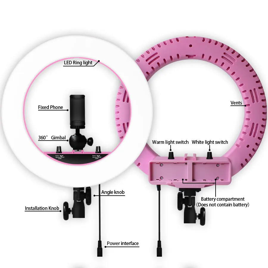 Профессиональный кольцевой светильник 14 дюймов 5500K фотокамера светильник ing кольцевая лампа для YouTube фото макияж прямой поток без штатива