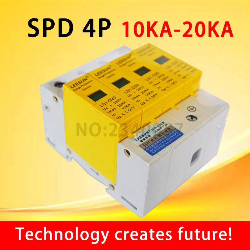 SPD 3 P+ N устройство защиты от перенапряжения 10KA~ 20KA C~ 385VAC 4 PHouse Защита от перенапряжения защитное предохранительное устройство низкого напряжения