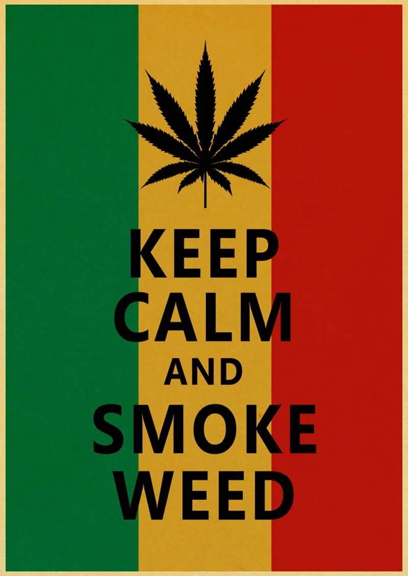 Retro Poster Bob Marley Reggae Rock Poster Nostalgic Old Keep Calm and Smoke Weed Poster Bar Pub Bedroom Wall Decorative Poster