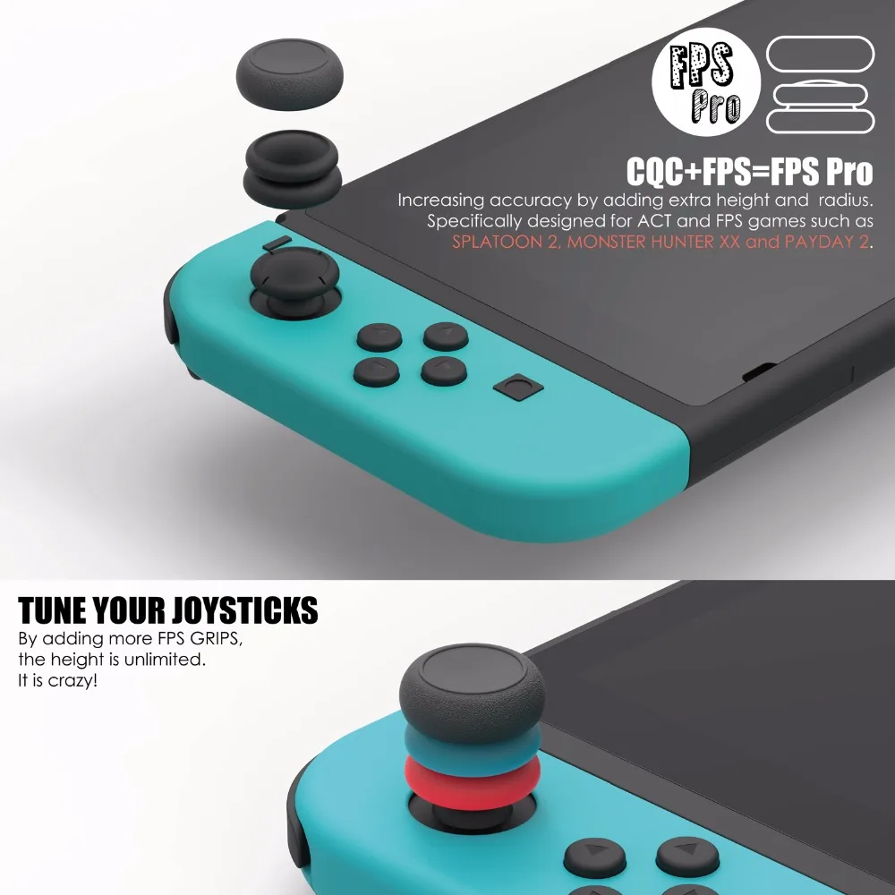 10 комплектов Skull& Co. Skin, CQC, FPS Thumb Grip набор джойстика колпачок Thumbstick чехол для kingd nintendo Switch Joy-Con контроллер