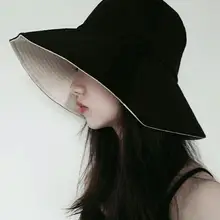 В Корейском стиле Двусторонняя однотонная Рыбацкая Женская Летняя шляпка