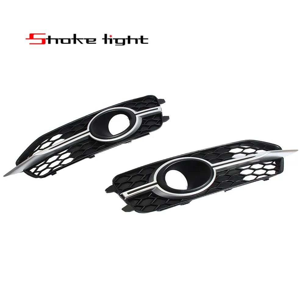 

Pair Front Bumper Fog Light Grille With ACC Honeycomb Hole For Audi S6 S-Line C7 2010-2014