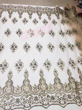 

Latest flower sequins Lace fabric High Quality Jolin-42035 sequins Embroidered tulle Lace Fabric for Wedding Fabric